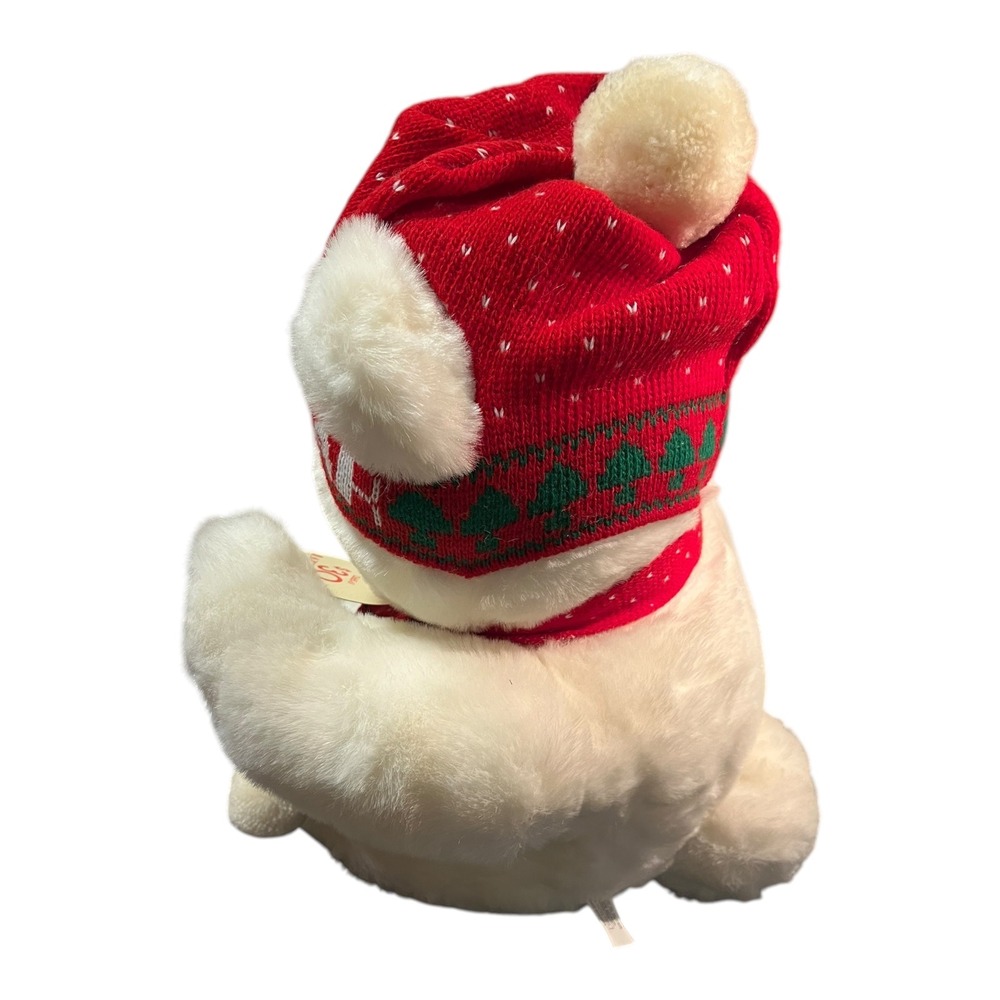 Vtg NWT 1987 Lazarus Lazzie Bear White Plush Christmas Teddy Bear Red Hat Scarf - Picture 5 of 7